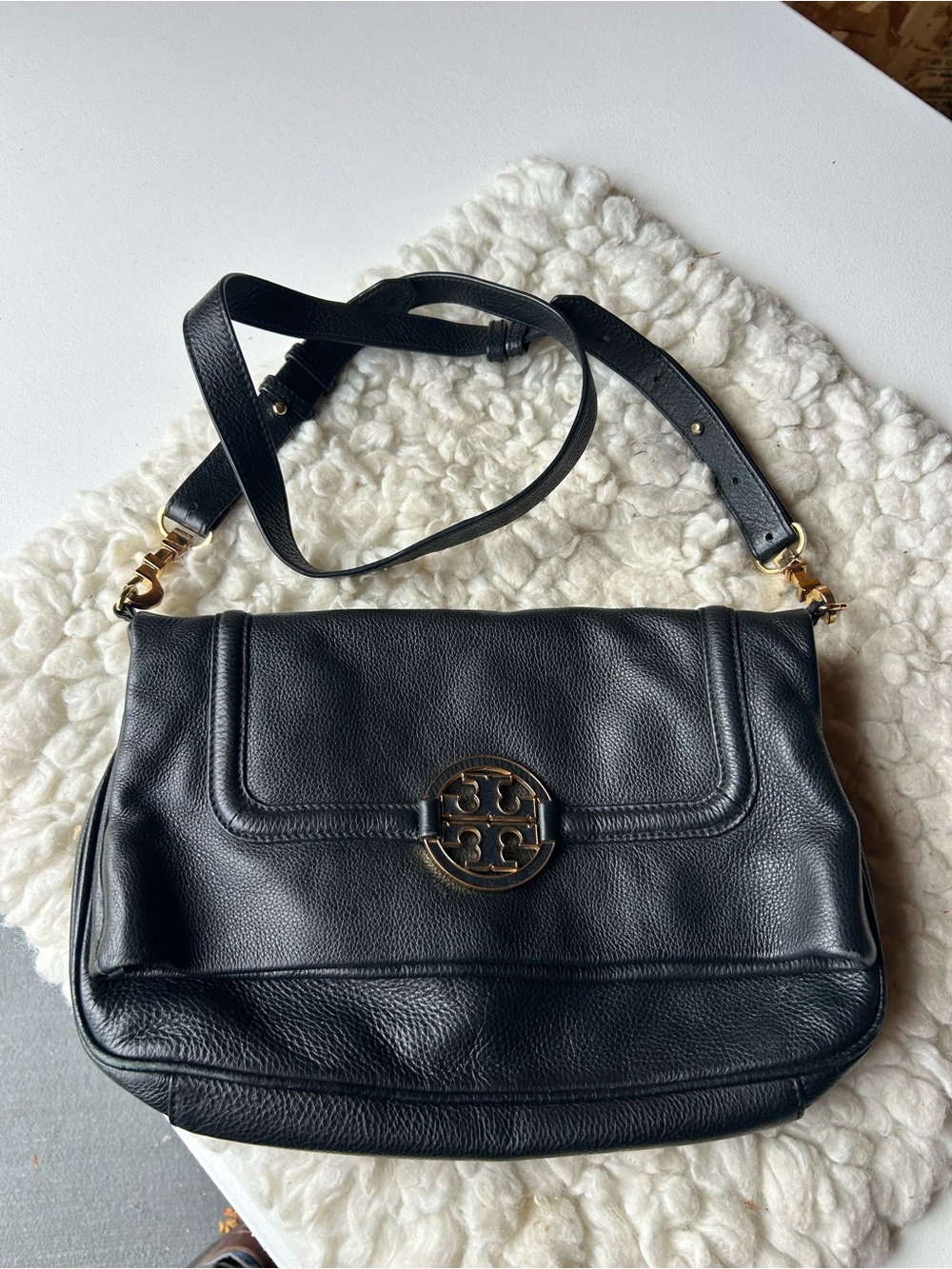 Tory Burch Black Leather Purse with strap